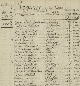 Schülerlisten aus den Jahren 1763 bis 1766